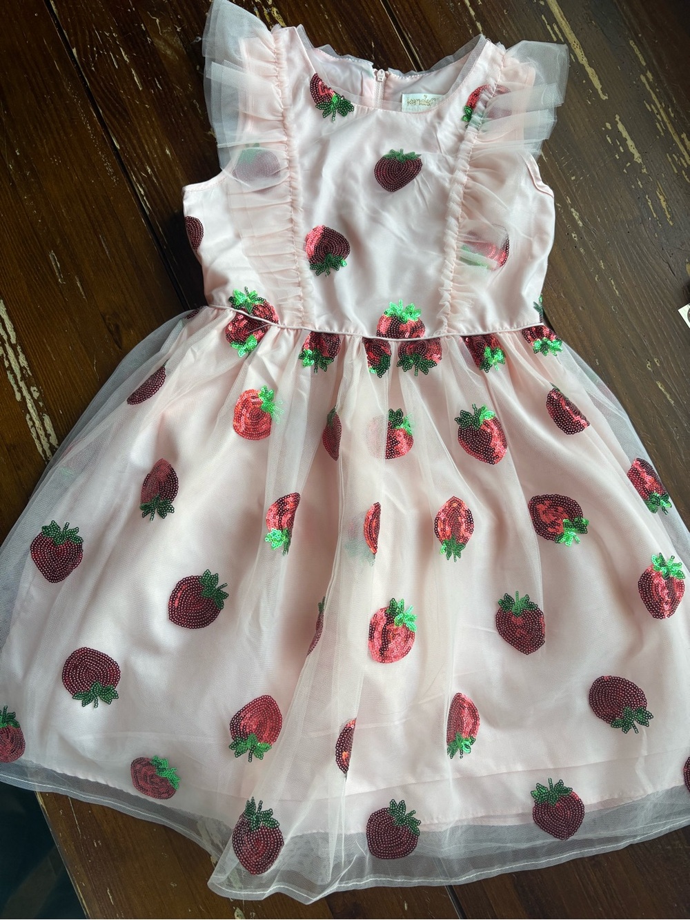 Kensie Girl Pink Strawberry Sequin Tulle Dress